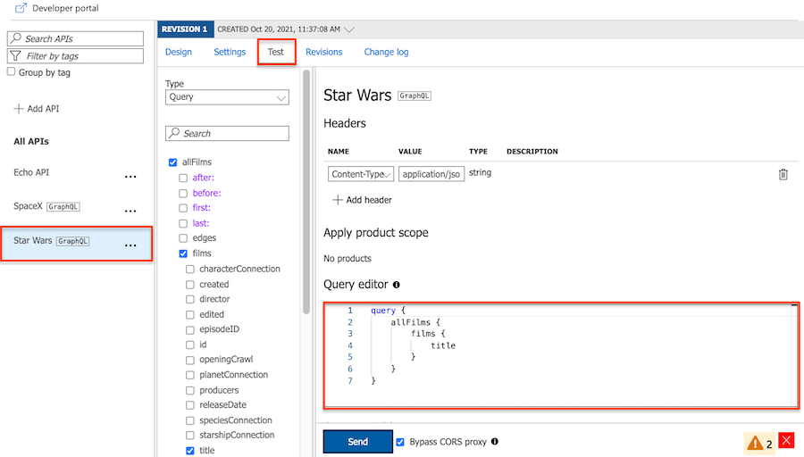 Azure portal を使用して GraphQL API をインポートする Microsoft Docs
