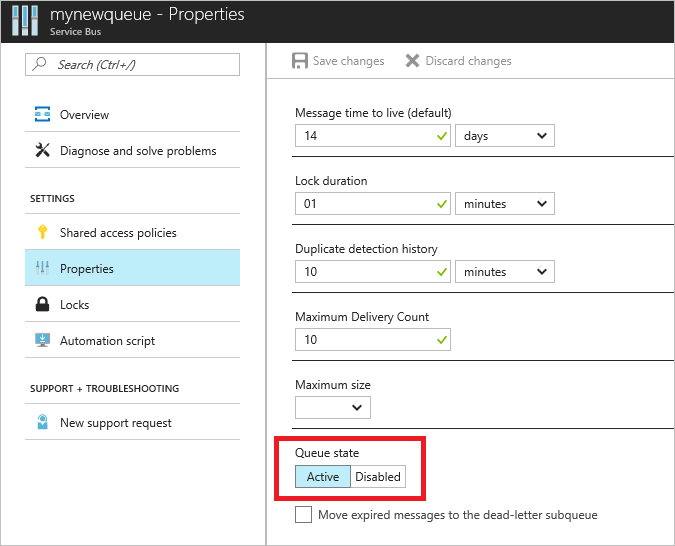 Azure Service Bus メッセージング エンティティを一時停止する Azure Service