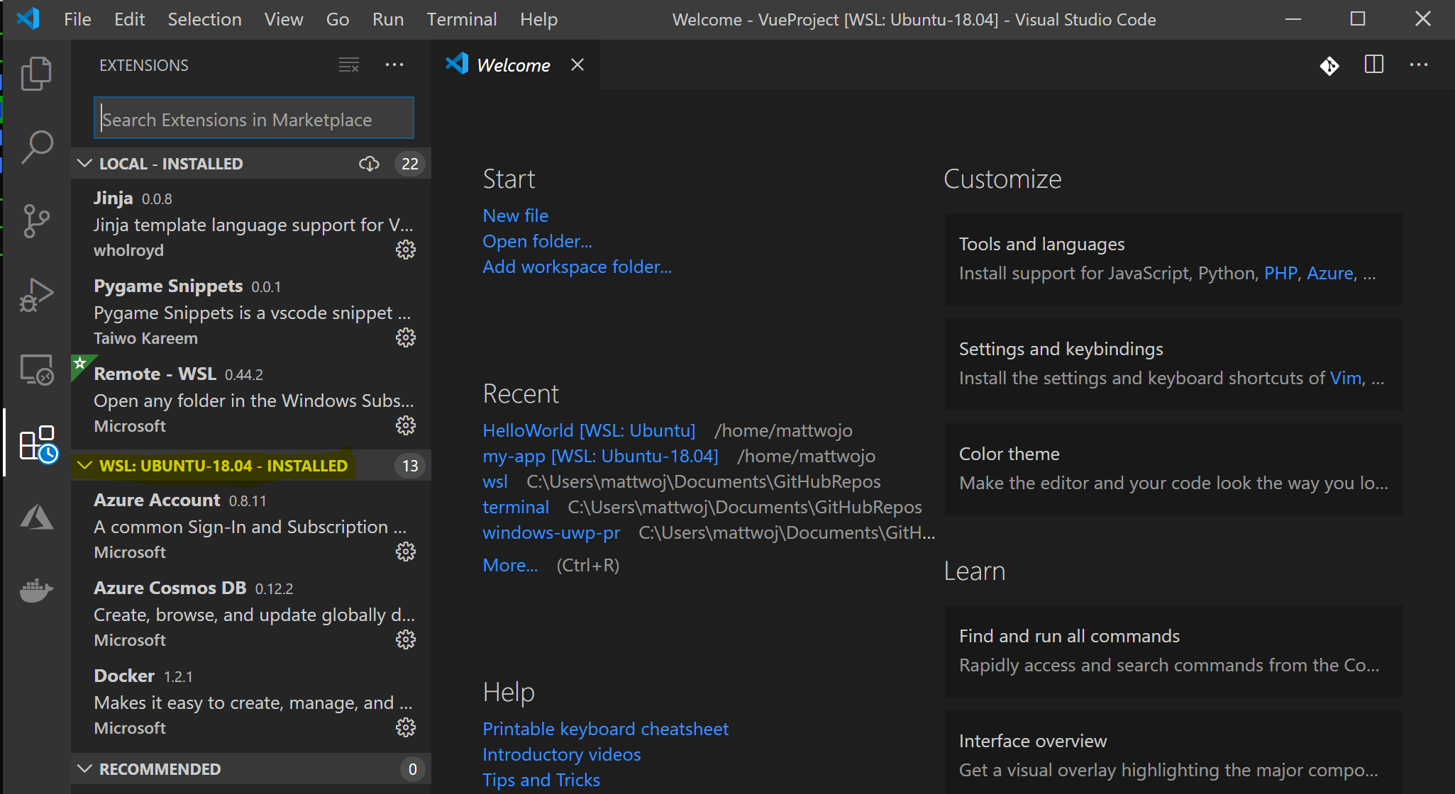 Get started using VS Code with Windows Subsystem for Linux