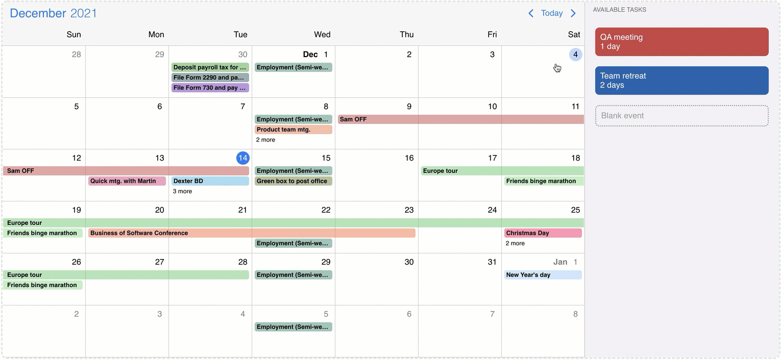 Responsive event calendar documentation for Angular Mobiscroll