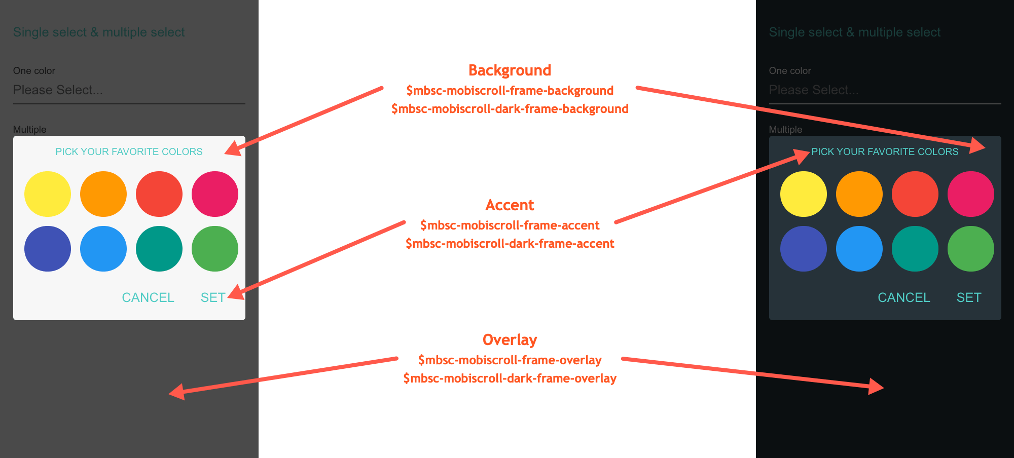Mobile & desktop color picker documentation for Angular Mobiscroll