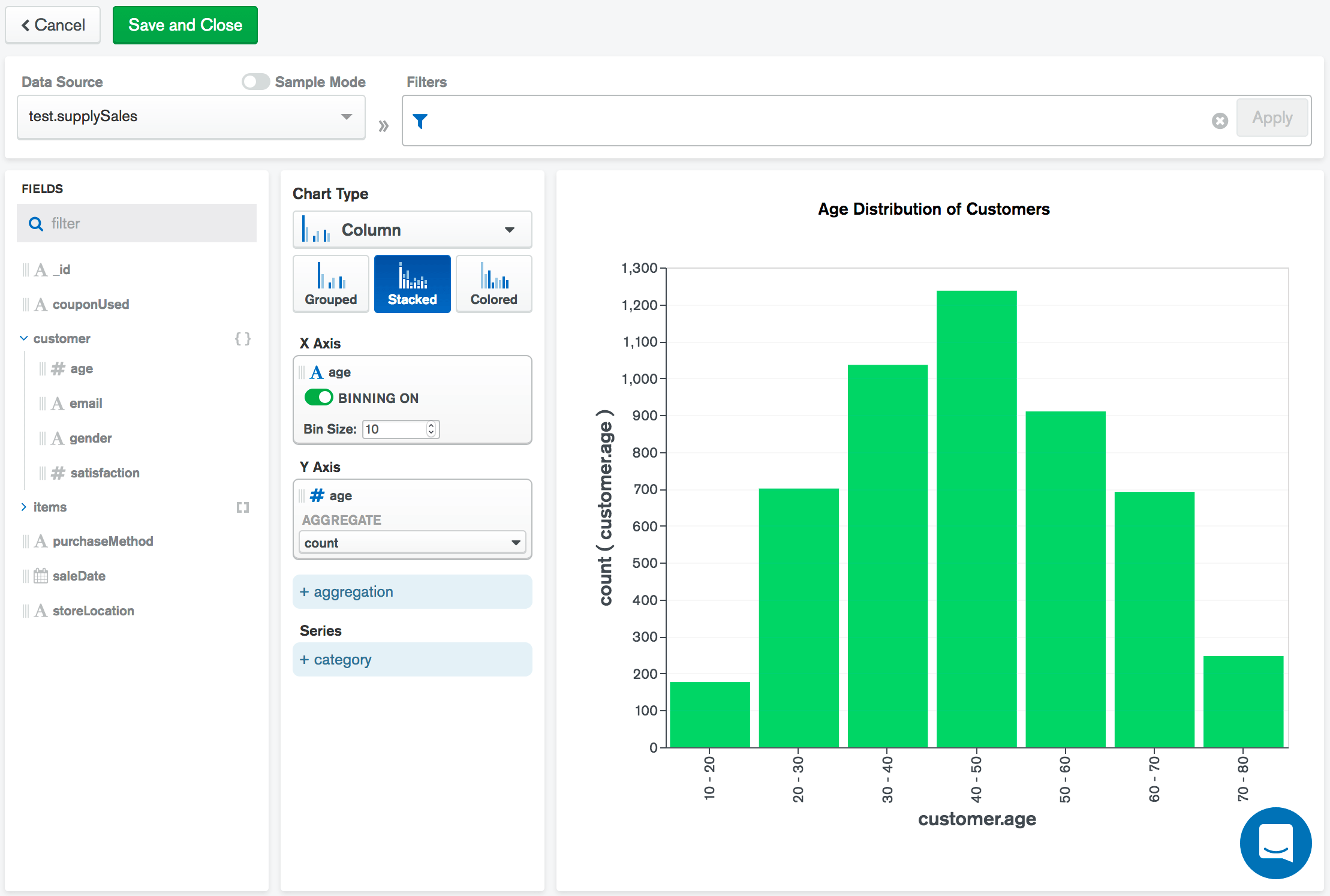 Bin Data — MongoDB Charts