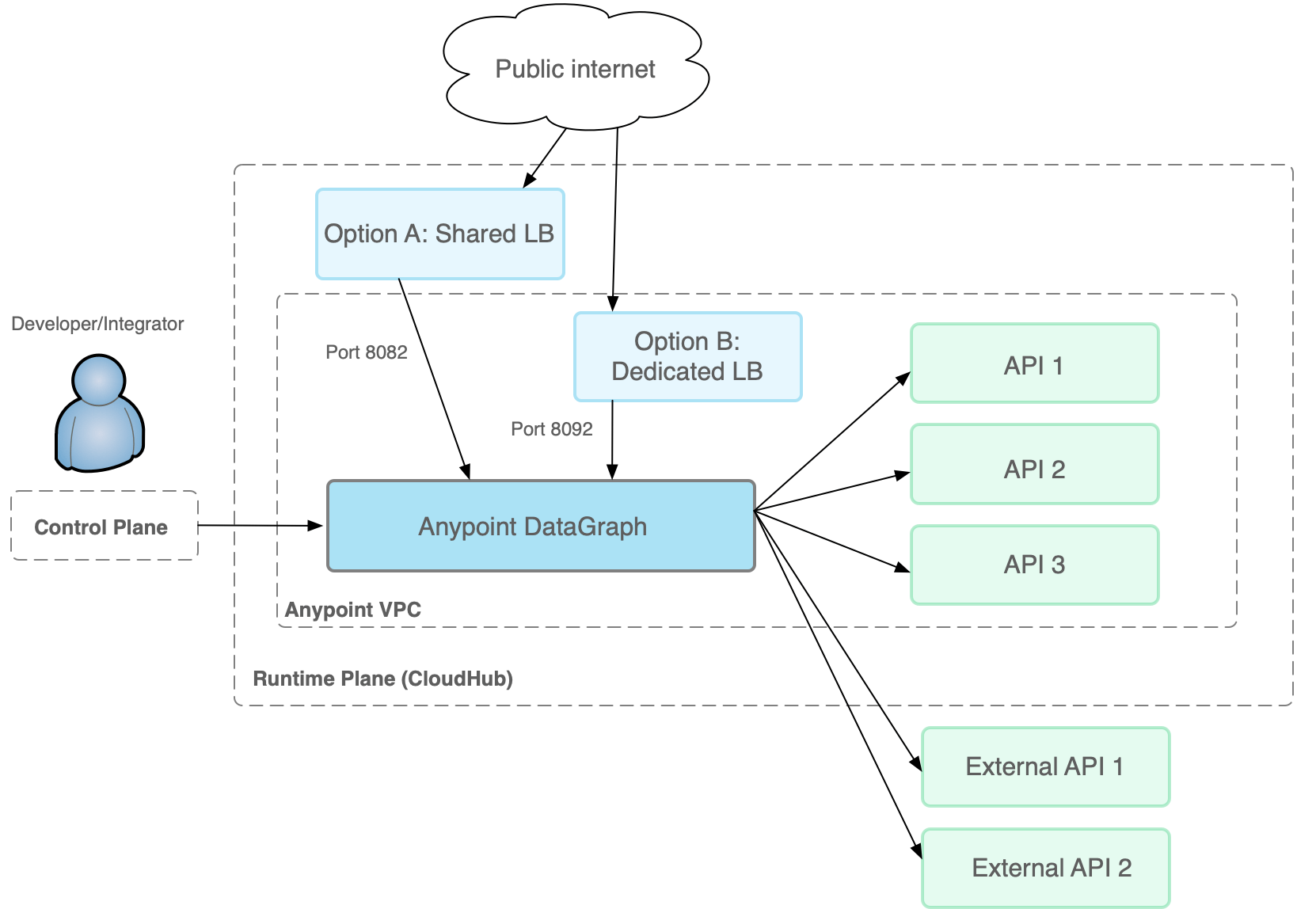 Anypoint DataGraph のホスティングオプションとネットワーキング MuleSoft ドキュメント