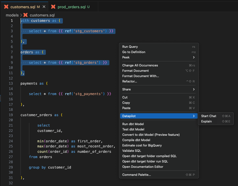Query explanation dbt Power User