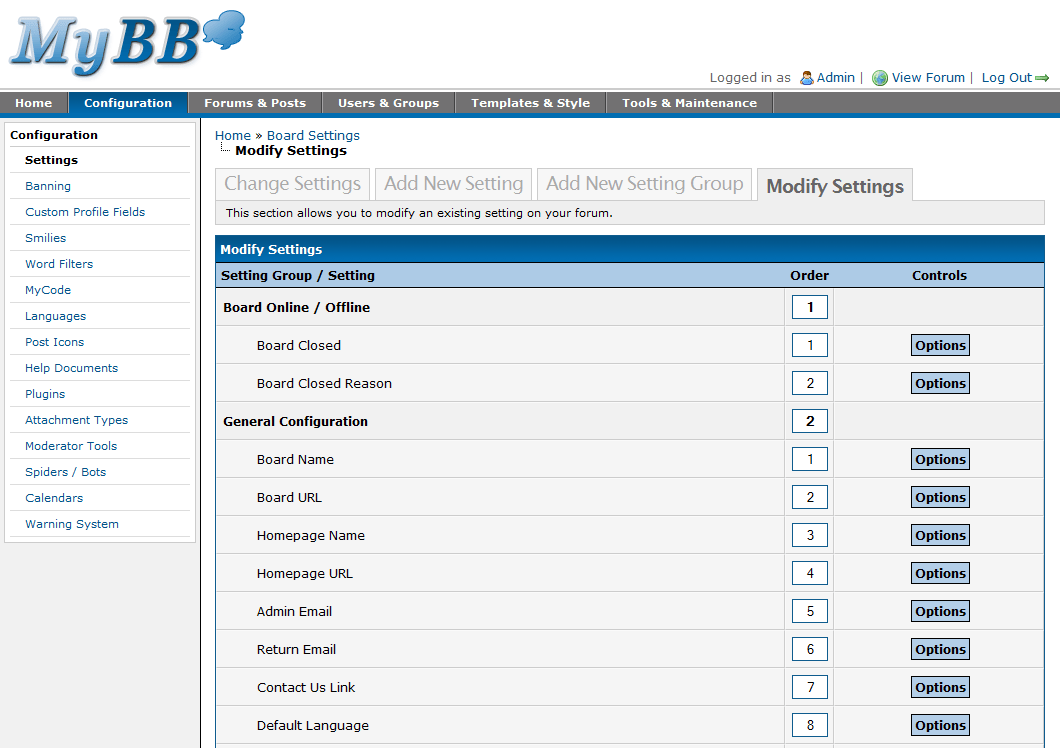 Config Settings MyBB Documentation