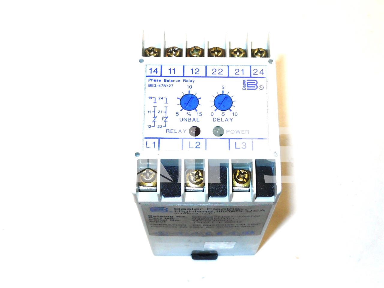 BE347N/273A4N2 BASLER PHASE BALANCE WITH UNDER VOLTAGE (UV) DIGITAL RELAY 120VAC, 515, 010