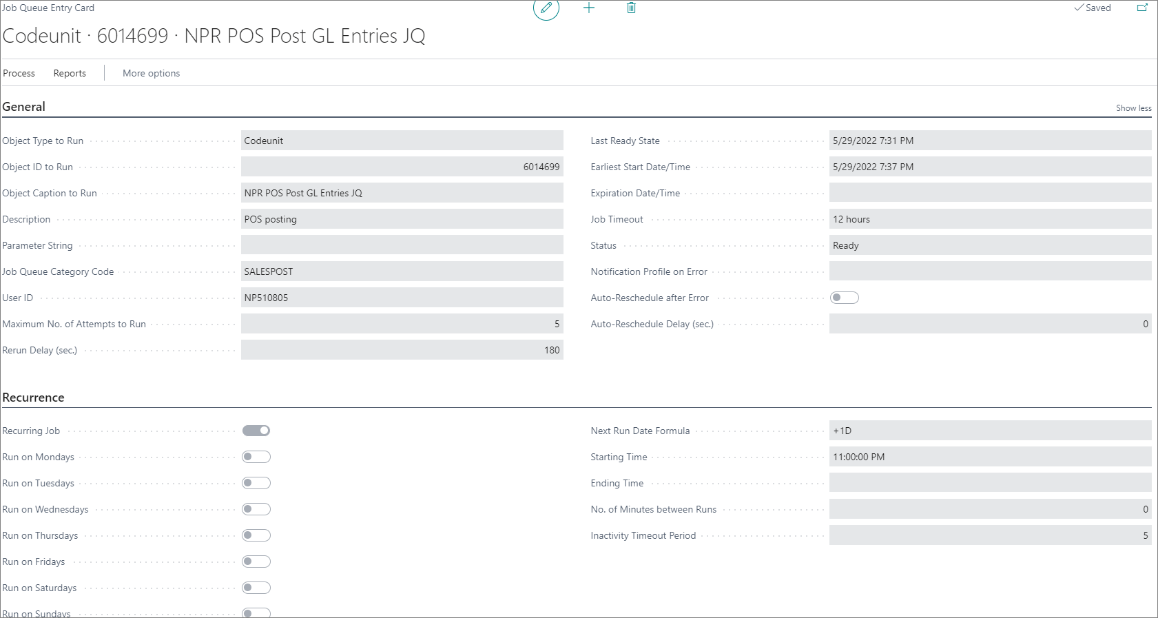 Set up job queue to post POS entries NAVIPARTNER