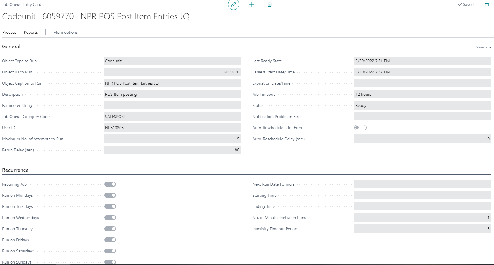Set up job queue to post POS entries NAVIPARTNER