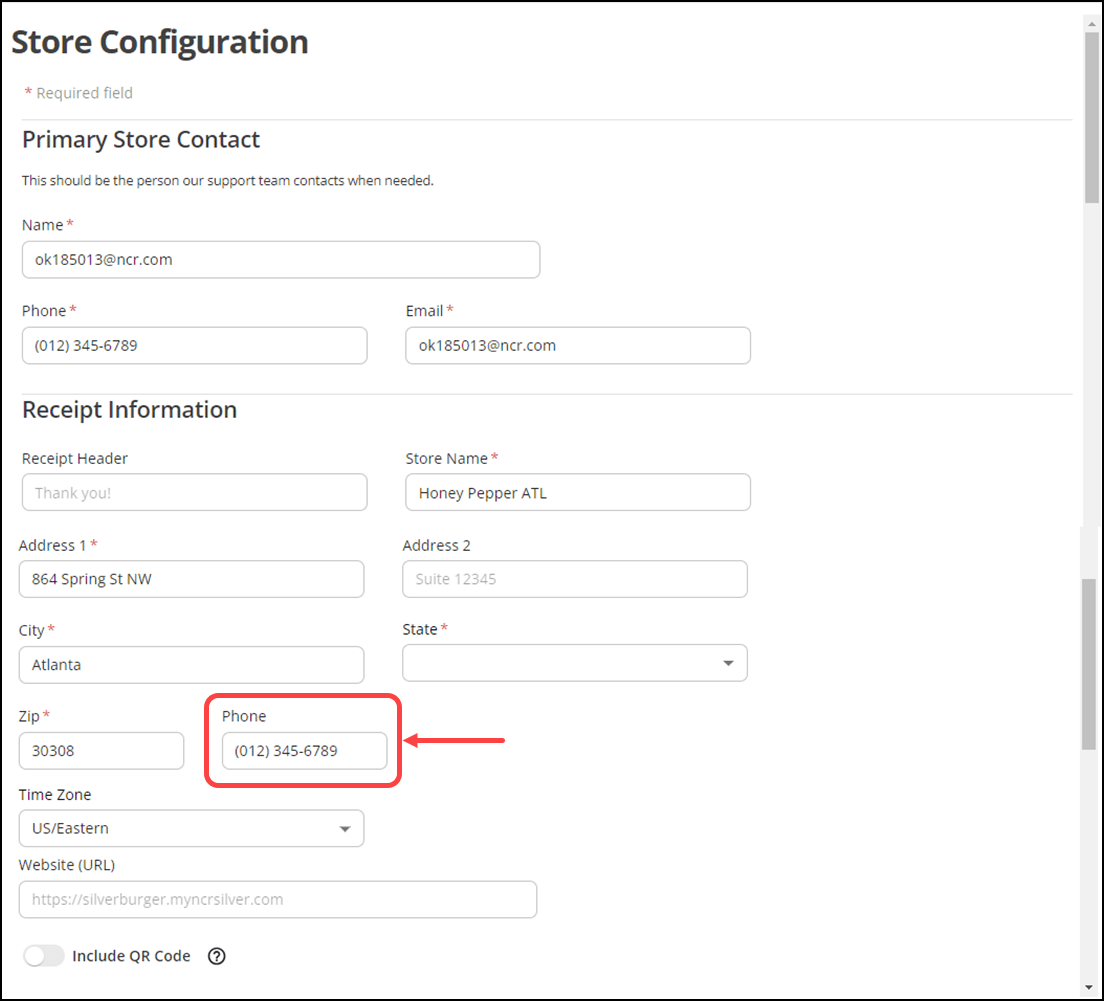 Aloha Order Direct Defining store information NCR Docs