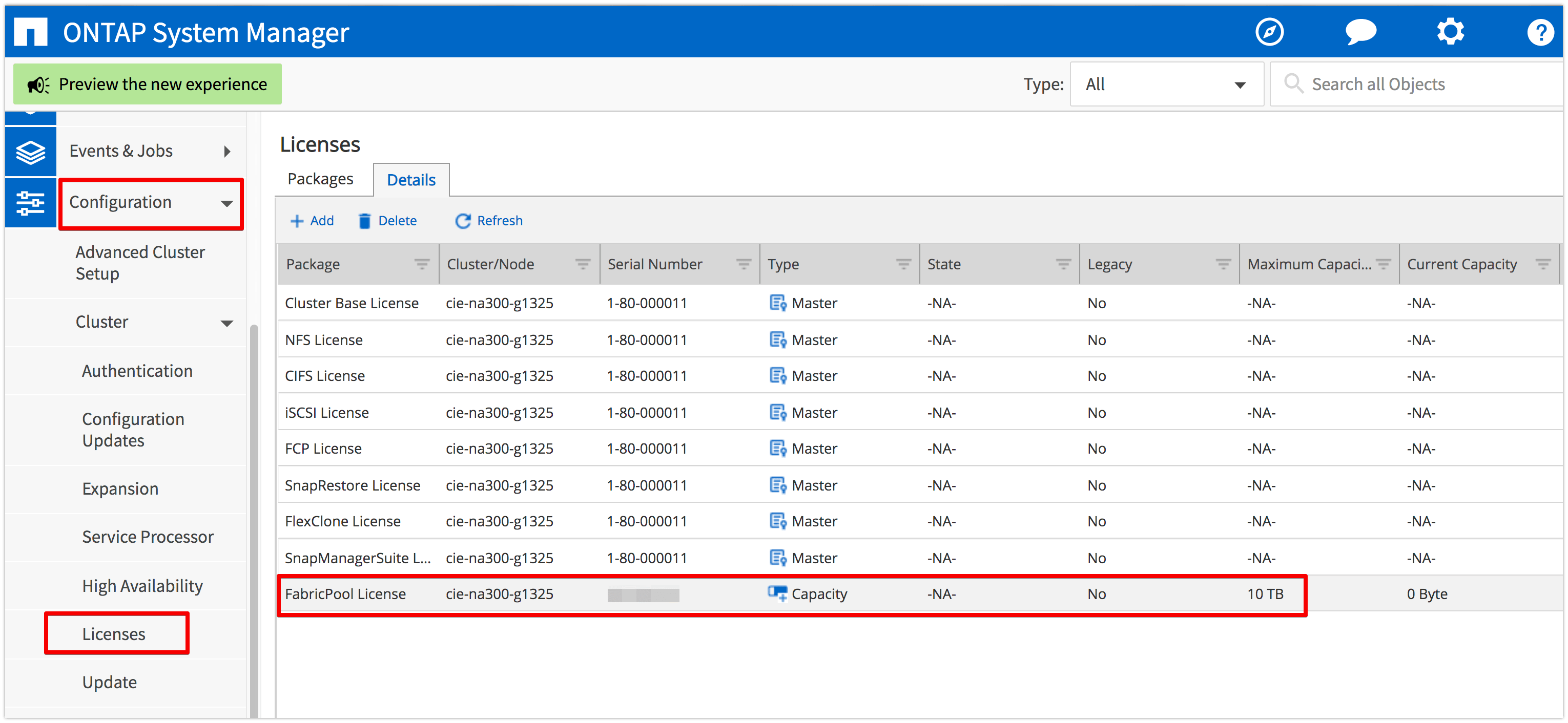 Install FabricPool license