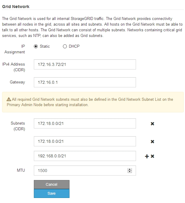 Configuring StorageGRID IP addresses