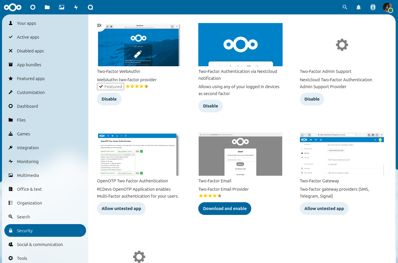 Twofactor authentication — Nextcloud latest Administration Manual