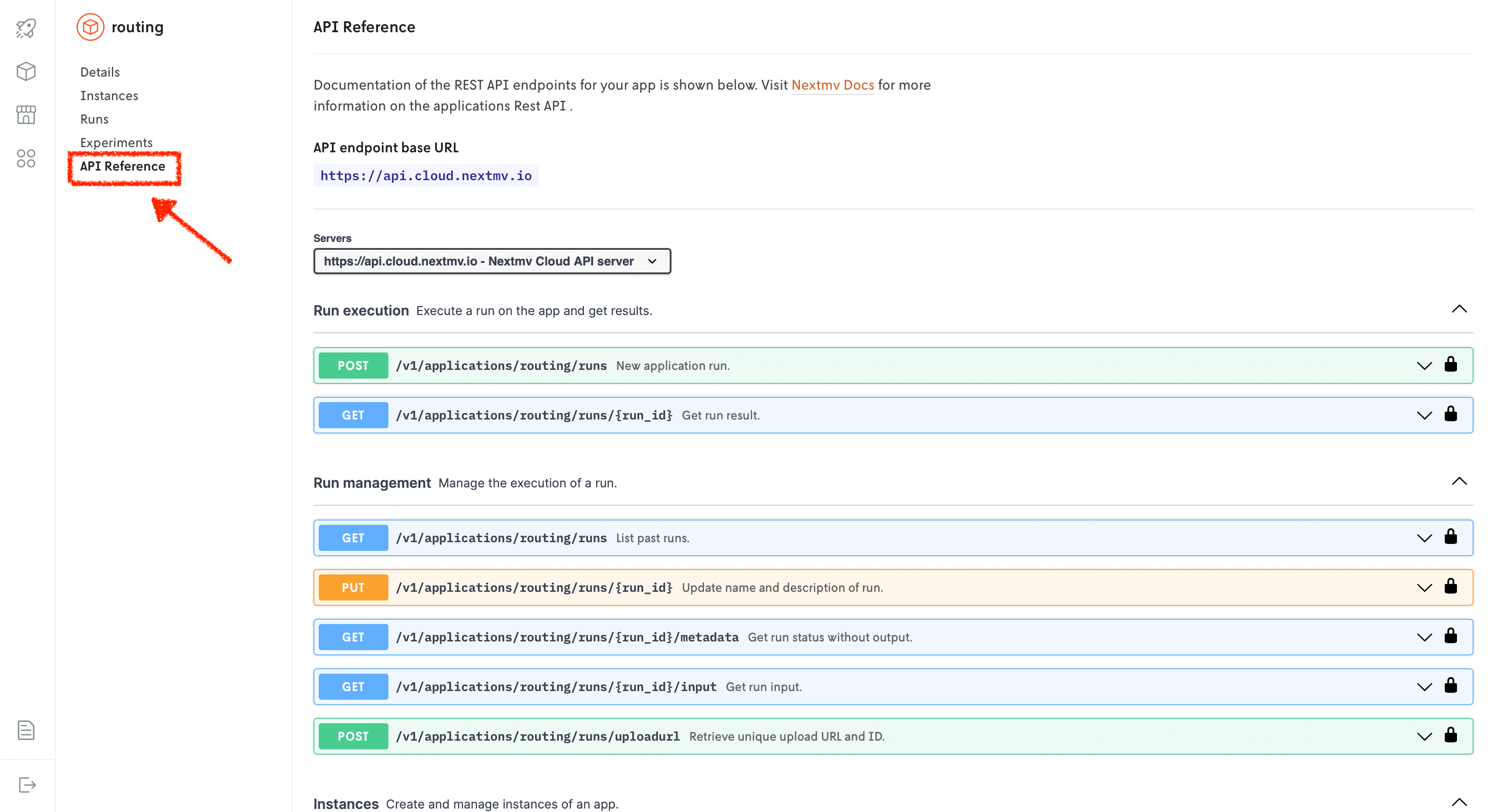 Cloud API endpoints · Nextmv Docs