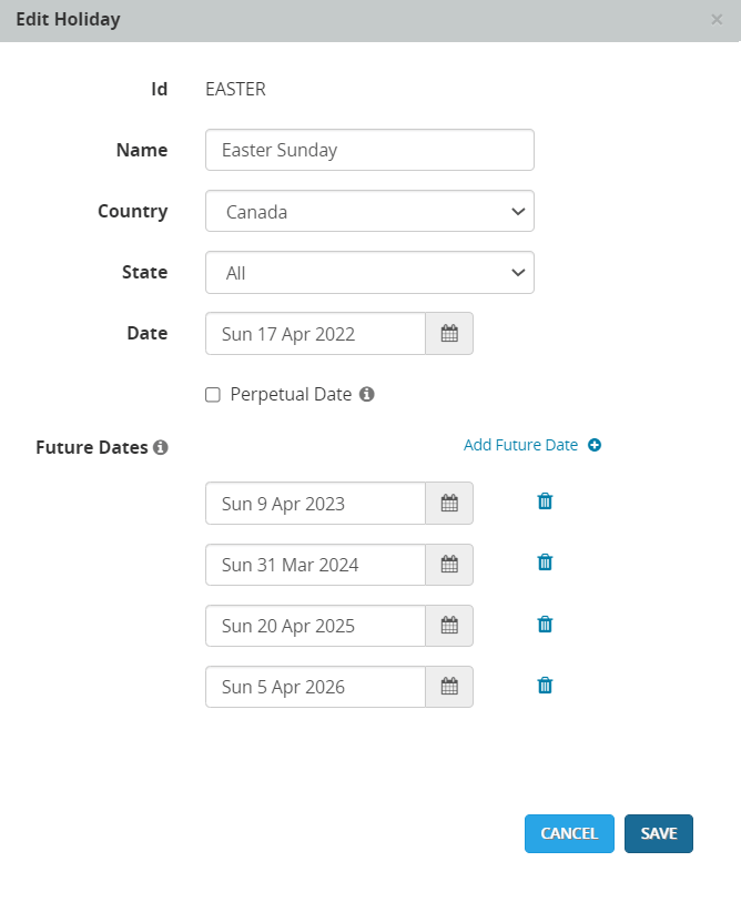 Using holiday controls