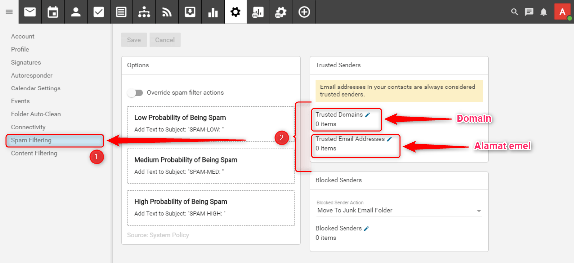 Cara whitelist alamat emel dan domain Docs