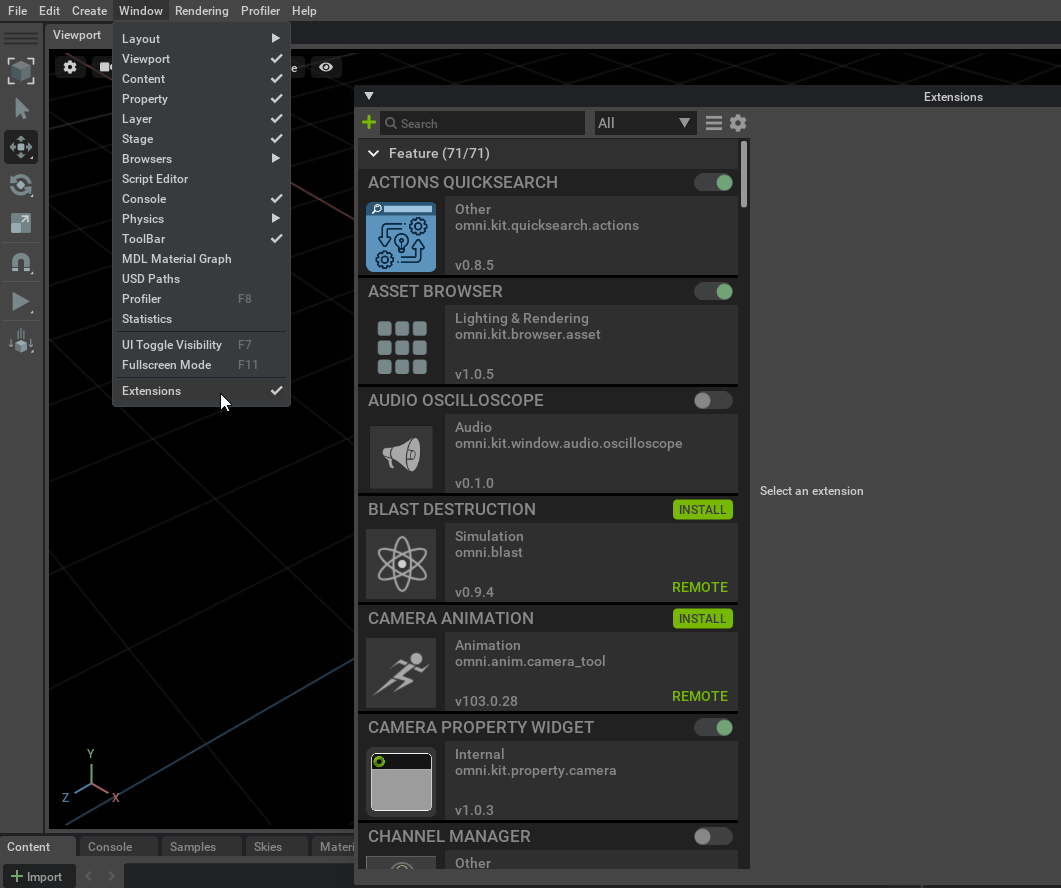 Getting Started with Extensions — Omniverse Kit
