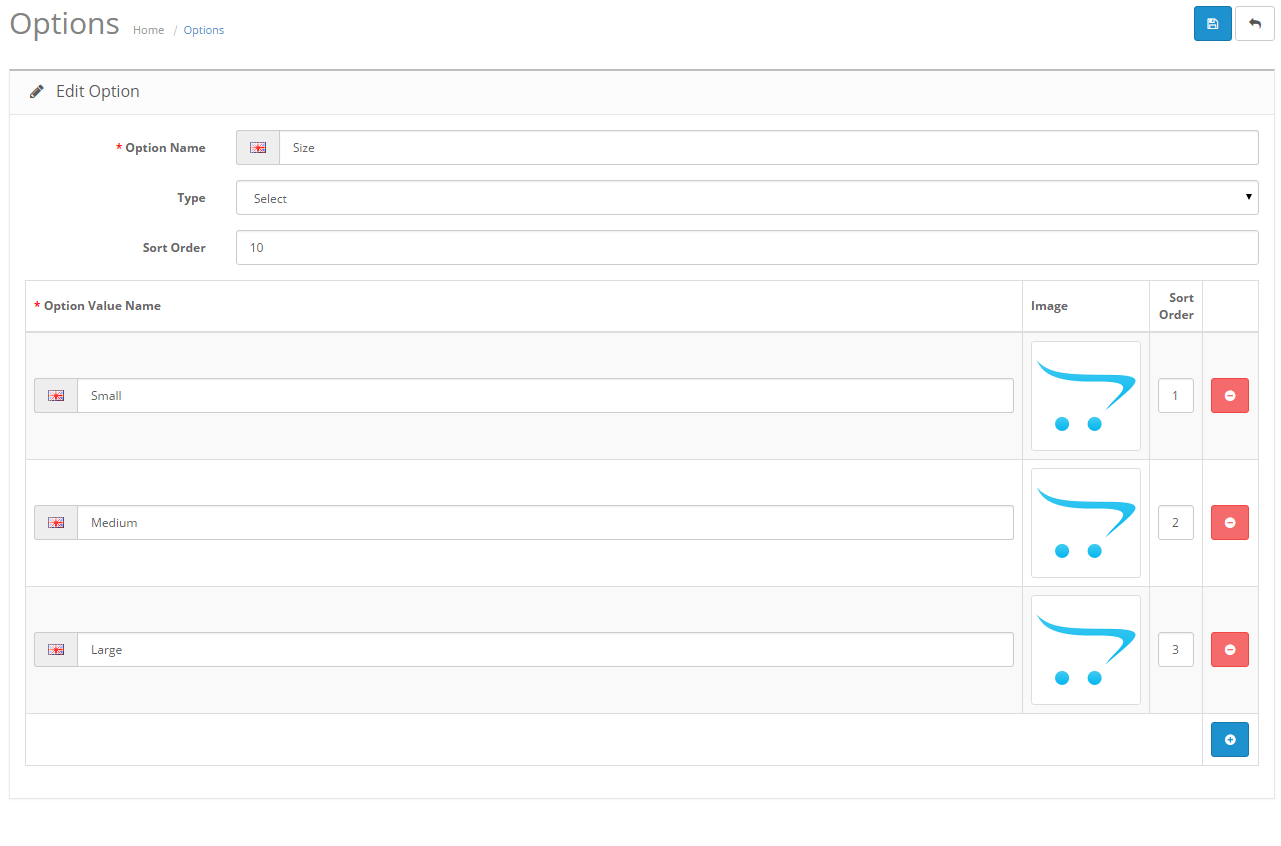 Options OpenCart Documentation
