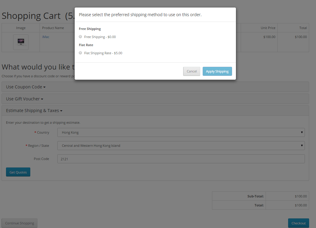 Extension Shipping OpenCart Documentation