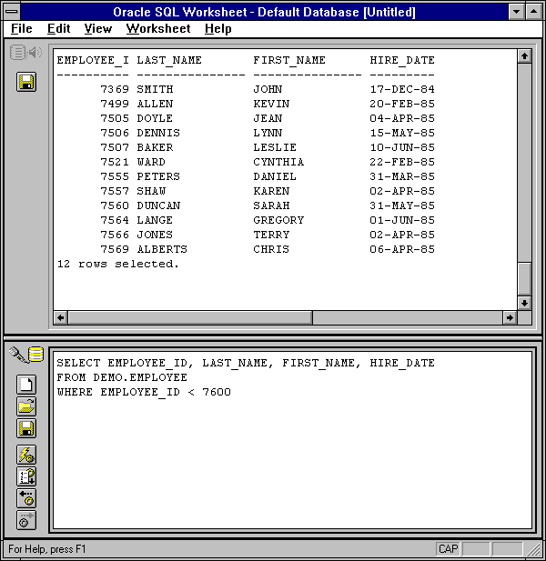 Using the SQL Worksheet