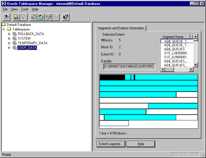 Using Oracle Tablespace Manager