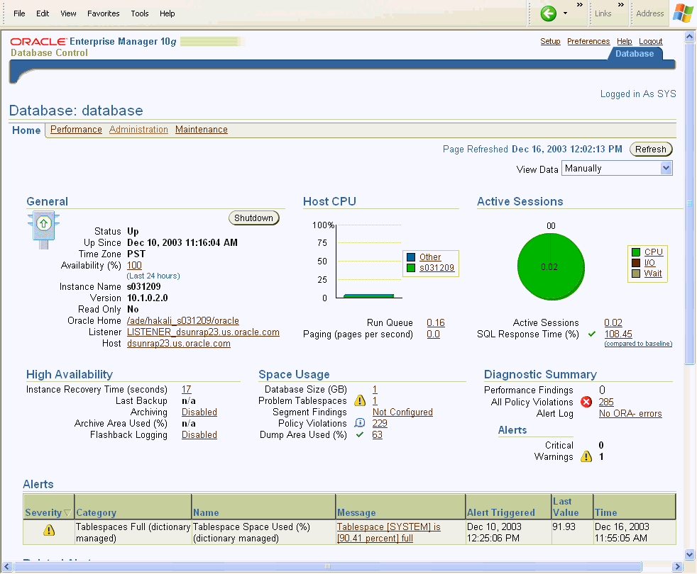3 Getting Started with Oracle Enterprise Manager