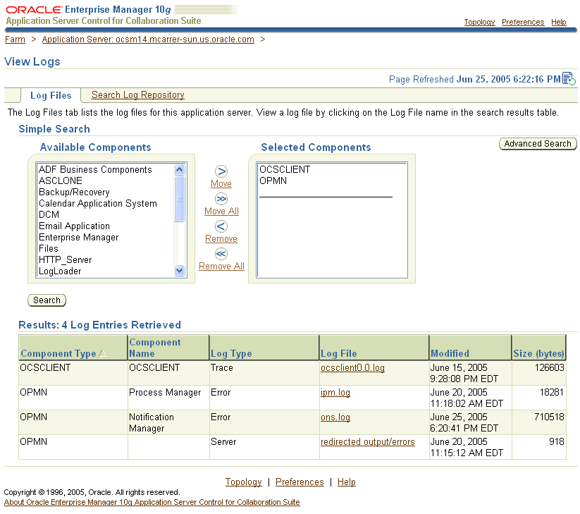 8 Managing Oracle Collaboration Suite Log Files