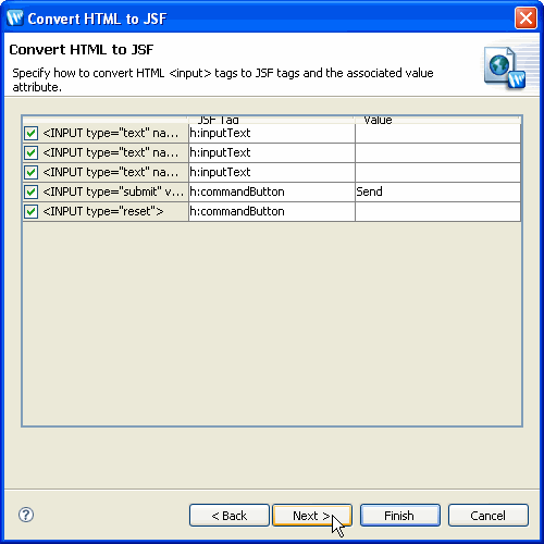 Converting HTML Files to JSP / JSF / Struts