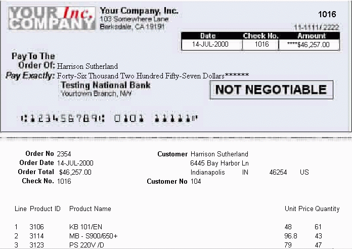 31.6 Create a Check Stub With Payment Information and Order Details