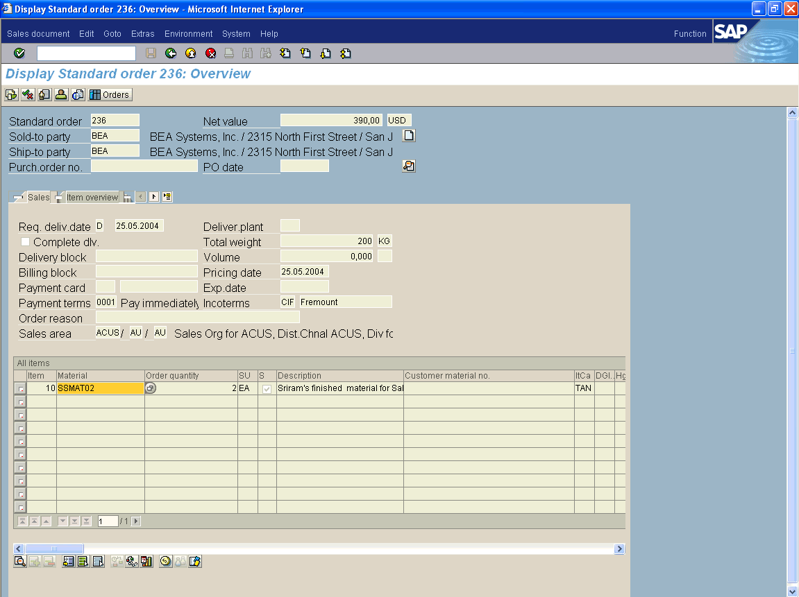 Sap Sales Order