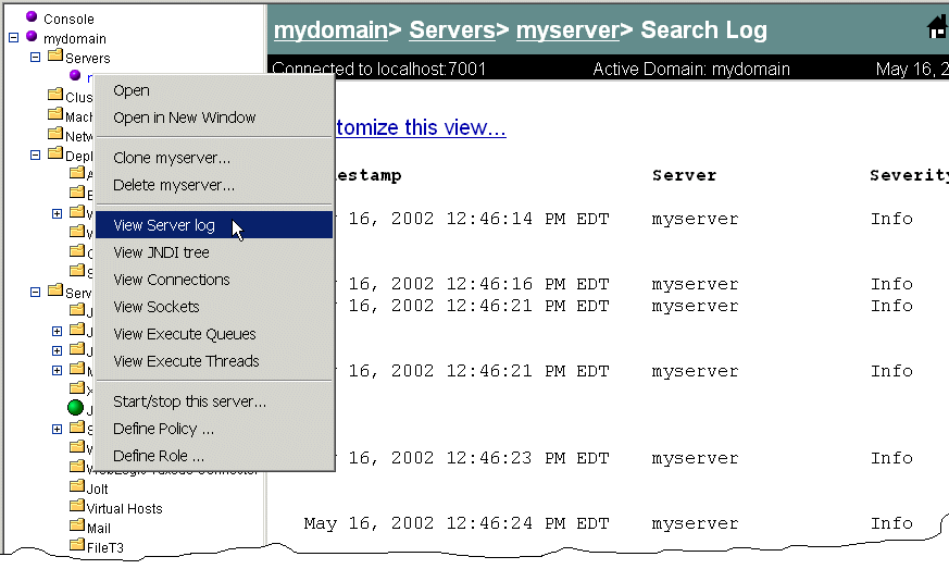 Using Log Messages to Manage Logic Server
