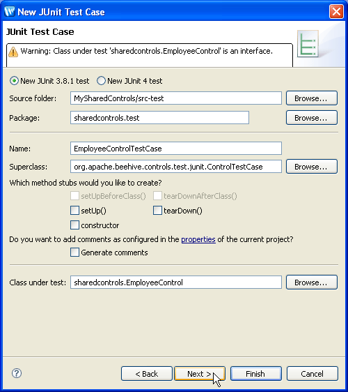 Control Tutorial Step 2 Create a Test Class