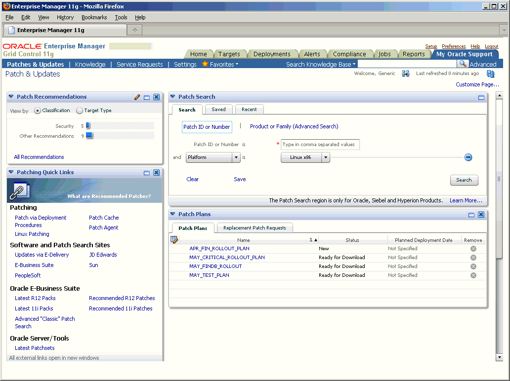 Patching Using My Oracle Support