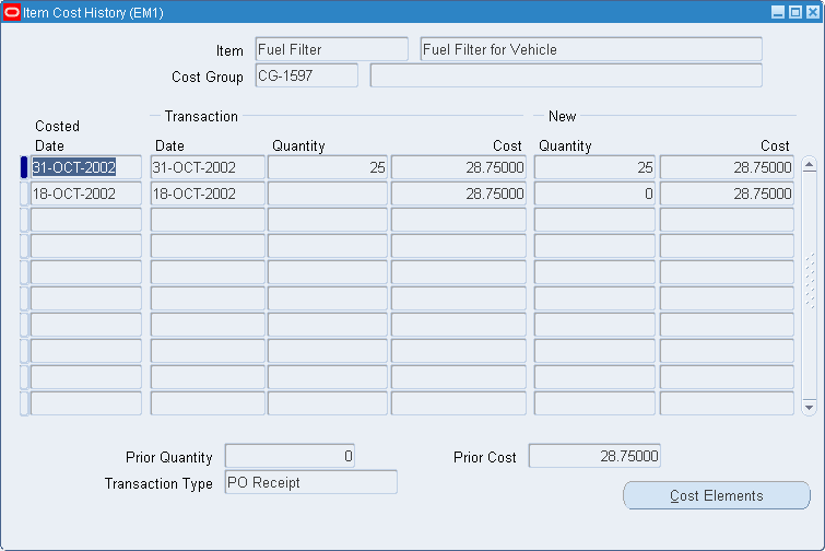 Oracle Cost Management User's Guide