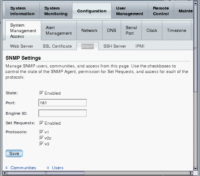 Configuring SNMP Settings in ILOM