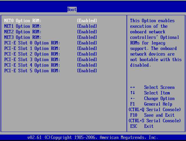 Enable or Disable Option ROM Settings Sun Netra X4270 Server