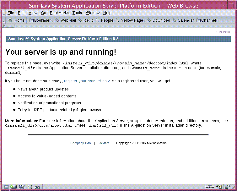Confirming That the Server Is Running (Sun Java System Application