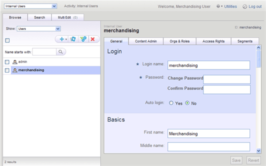 Oracle ATG Web Commerce Viewing User Profiles