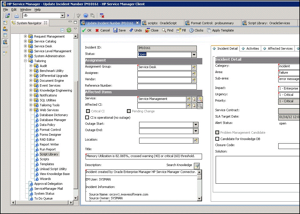 Creating Service Manager Tickets