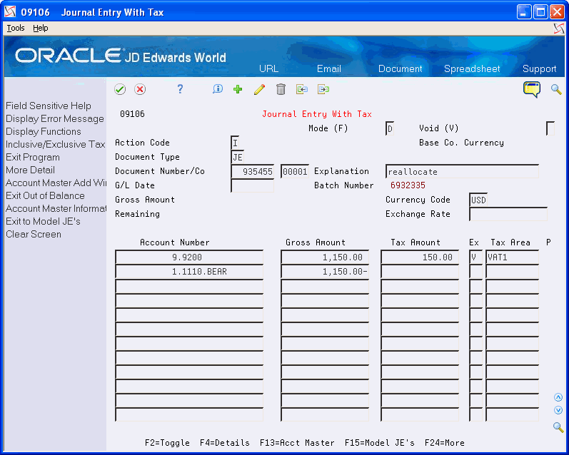 Enter Journal Entries with VAT
