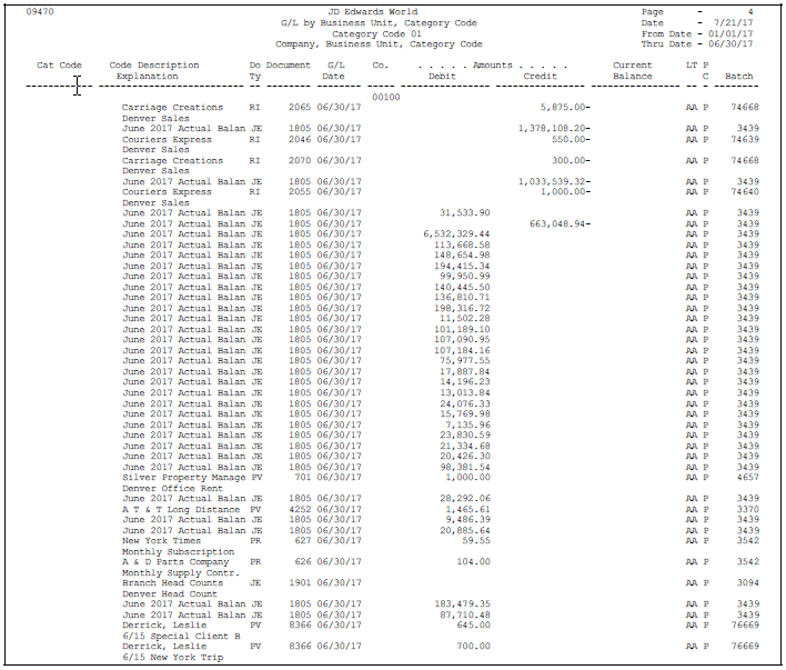 Print General Ledger Reports