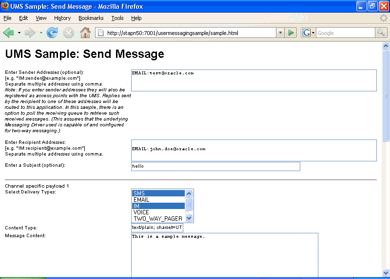 Sending and Receiving Messages using the User Messaging Service Java API