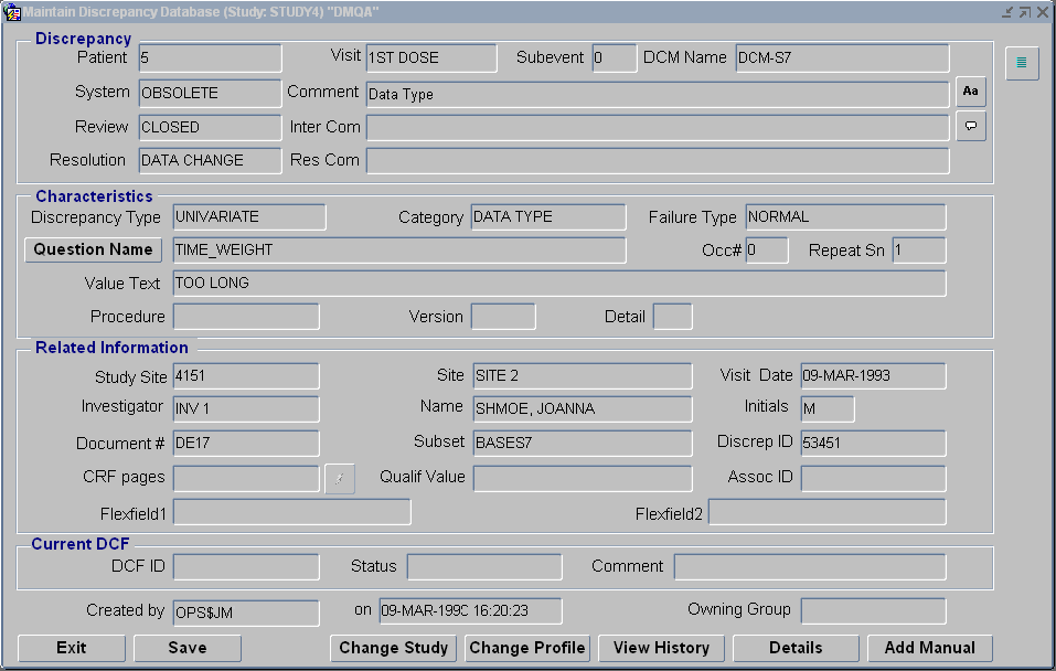 Using the Discrepancy Database