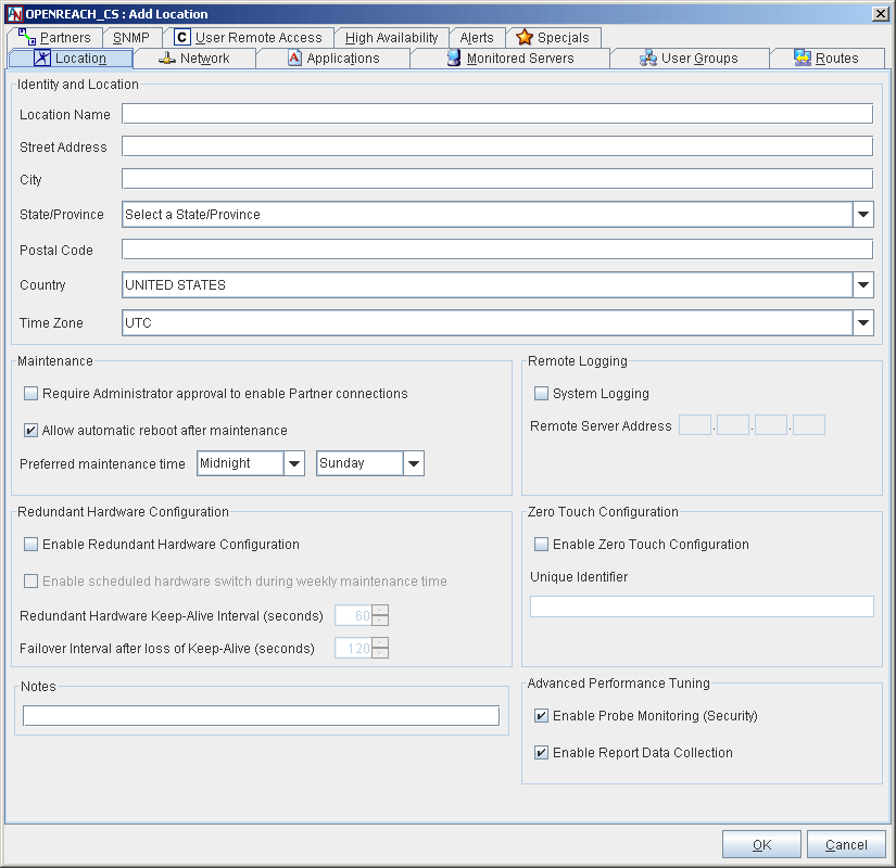 1.3 Accessing the Location Form