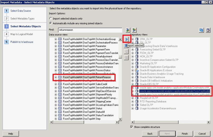 Importing View Object to Physical and Logical Layers