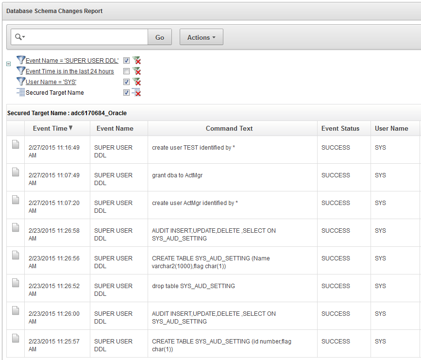 Oracle Audit Vault and Database Firewall Reports and Alerts