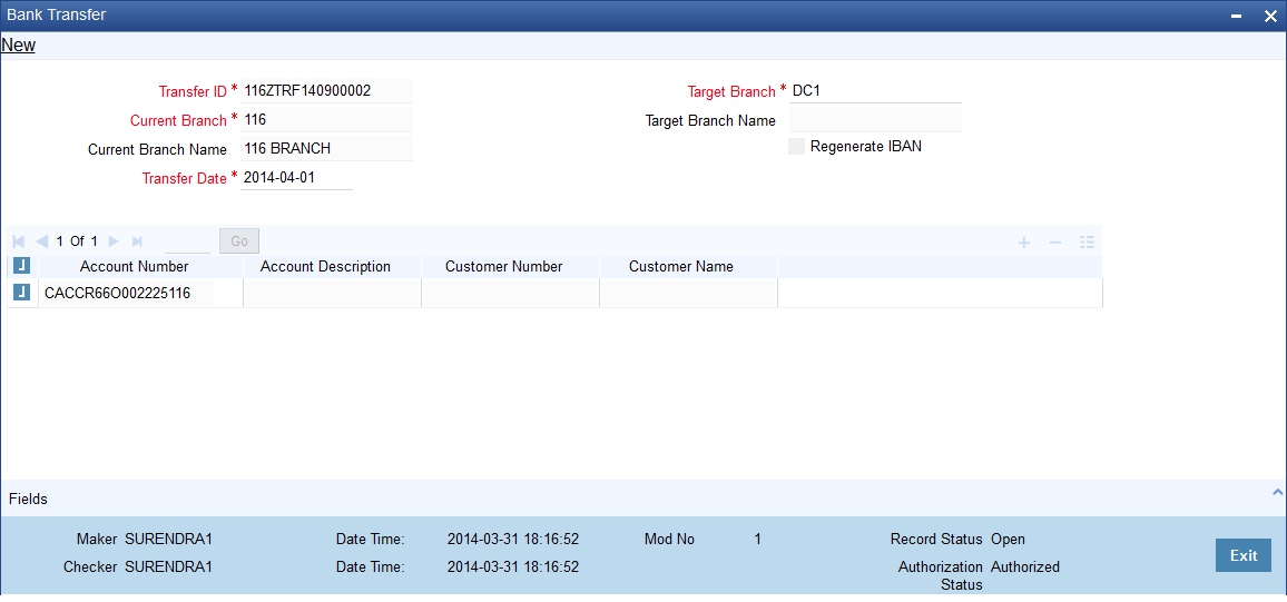 6. Account Branch Transfer