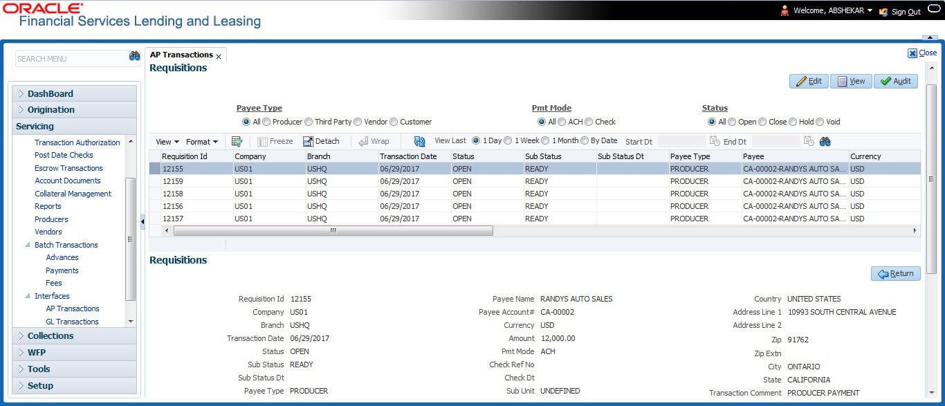 Oracle Financial Services Lending and Leasing