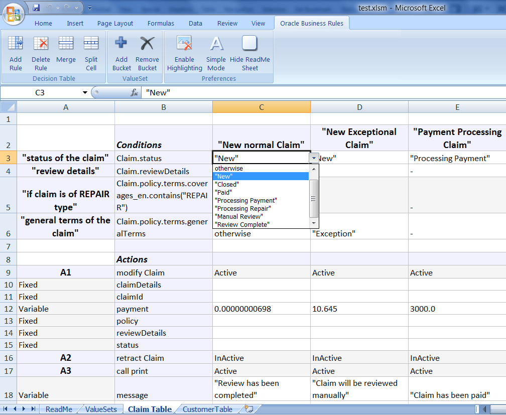 Working with Decision Tables