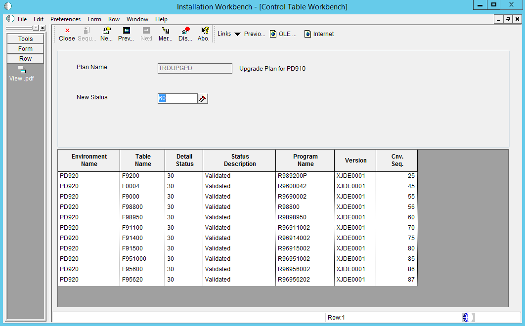Configuring Control Tables