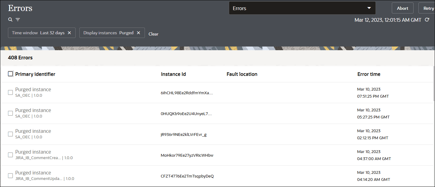 View Minimal Details About Debug Tracing Level Instances for 32 Days